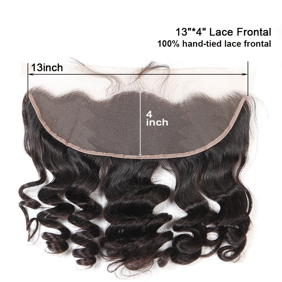 Brazilian Loose Wave Bundles with 13X4 Lace Frontal Natural Color Hair Extension for Black Women Remy Human Hair 3 Bundles with Closure Frontal