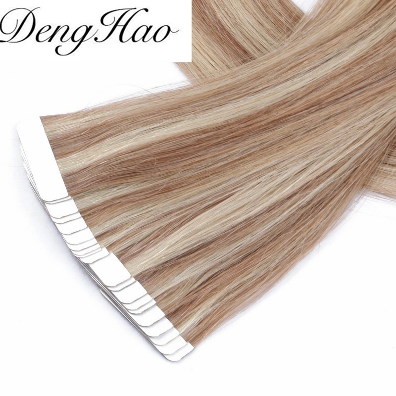 Wholesale Piano Color Natural Hair Double Drawn Straight Virgin Remy Russian Tape Hair Extension